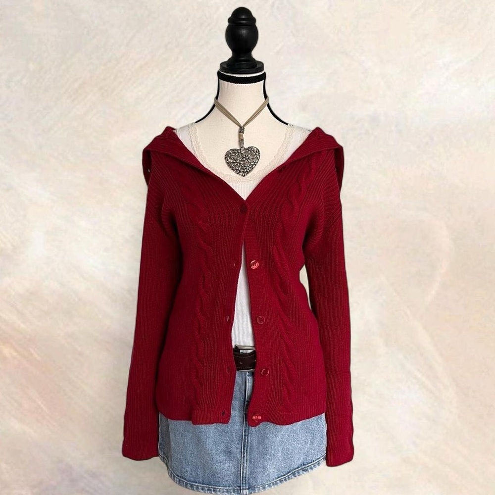 Studio Jax Red Knitted Cardigan